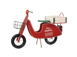 Weihnachts-Deko X-Mas Motorroller aus Metall u. Holz 68 cm Rot-Schwarz