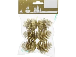 Weihnachtsdeko Zapfen-Set 4 cm Gold 6 Stück