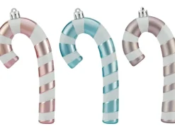 Weihnachts-Deko Zuckerstange Rosa-Eisblau-Silber 6 Stück