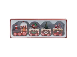 Weihnachts-Deko Zug aus Holz 19 cm Braun-Bunt