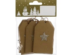 Weihnachtsdekoration Geschenkanhänger aus Pappe mit Stern 6 Stück