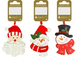 Weihnachtsdekoration Holzhänger 3-fach Sortiert