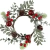 Weihnachtsdekoration Kranz aus Kunststoff mit Blättern Zapfen und Beeren