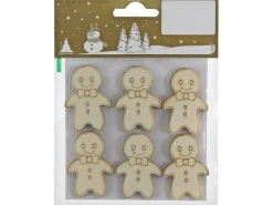 Weihnachtsdekoration Lebkuchenmännchen-Set aus Holz 6 Stück