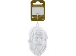 Weihnachtsdekoration Nikokopf aus Kunststoff Weiß Glitzer