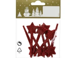 Weihnachtsdekoration Sterne zum Basteln Rot Glitzer 8 Stück