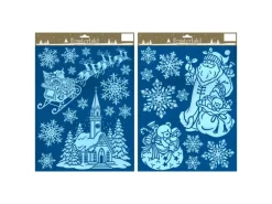 Weihnachts-Fensterbild 29 cm x 41 cm Blau-Weiß 2-fach Sortiert