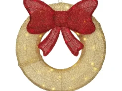 Weihnachtskranz mit Beleuchtung Ø 40 cm x 10 cm Gold-Rot