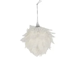 Weihnachtskugel Blatt Polyester Ø 8 cm Weiß