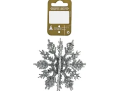 Weihnachtskugel 3D-Schneeflocke Glitter Silber 10 cm