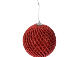 Weihnachtskugel Glitzer Ø 8 cm Rot