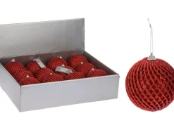 Weihnachtskugel Glitzer Ø 8 cm Rot