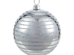 Weihnachtskugel mit Bemalung Silberfarben