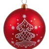 Weihnachtskugel mit Bemalung Tannenbaum Rot
