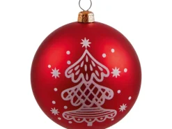 Weihnachtskugel mit Bemalung Tannenbaum Rot