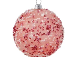 Weihnachtskugel mit Pailletten Rosa