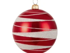 Weihnachtskugel Rot-Weiß Streifen