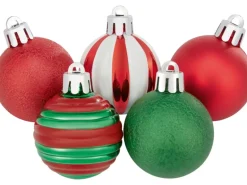 Weihnachtskugel-Set Ø 4 cm 30-teilig Rot-Weiß-Grün