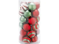 Weihnachtskugel-Set Ø 4 cm 30-teilig im amerikanischen Stil Rot-Weiß-Grün