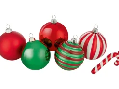Weihnachtskugel-Set Ø 6 cm 50-teilig Rot-Weiß-Grün