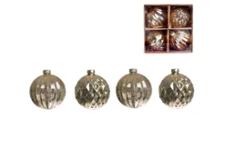 Weihnachtskugel-Set aus Glas Ø 8 cm Gold Glänzend u. Matt 4-teilig