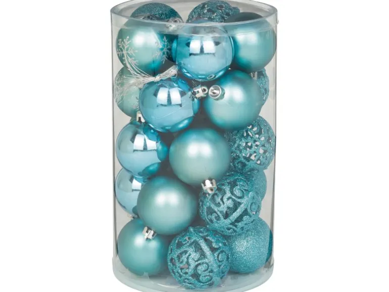 Weihnachtskugel-Set Kunststoff Ø 6 cm 25-teilig Eisblau