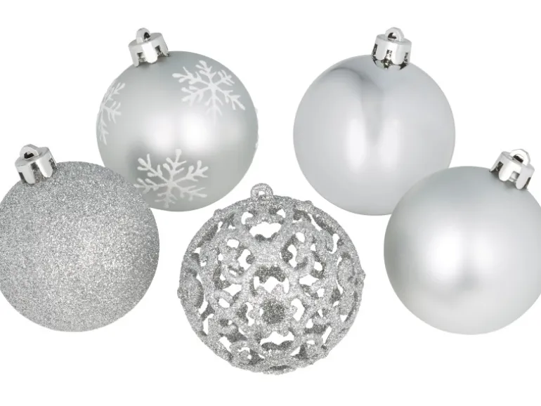 Weihnachtskugel-Set Kunststoff Ø 6 cm 25-teilig Silber