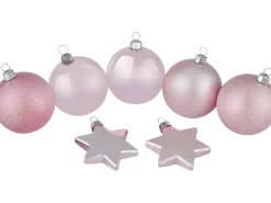 Weihnachtskugel-Set Sterne 50-teilig Rosa