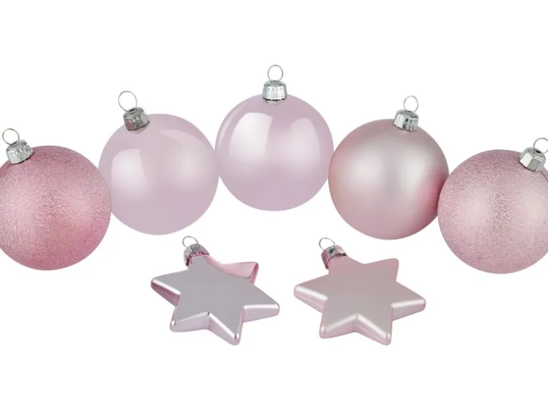 Weihnachtskugel-Set Sterne 50-teilig Rosa
