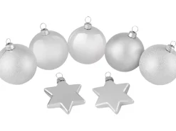 Weihnachtskugel-Set Sterne 50-teilig Silber
