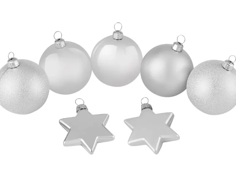 Weihnachtskugel-Set Sterne 50-teilig Silber