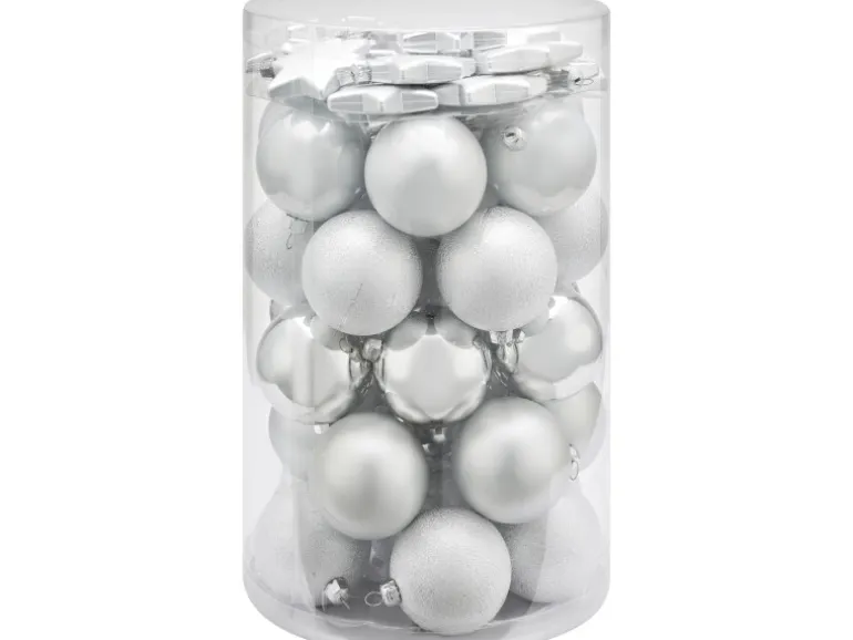 Weihnachtskugel-Set Sterne 50-teilig Silber