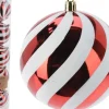 Weihnachtskugel-Set Streifen 10 cm Rot-Weiß 5-teilig
