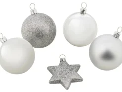 Weihnachtskugel-Set 50-teilig Silber