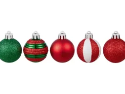 Weihnachtskugel-Set 30-teilig Rot/Weiß/Grün