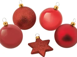 Weihnachtskugel-Set 50-teilig Rot