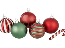 Weihnachtskugel-Set Zuckerstange 50-teilig Dunkelrot-Dunkelgrün-Weiß