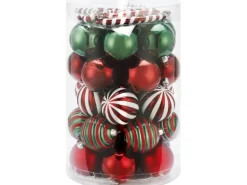 Weihnachtskugel-Set Zuckerstange 50-teilig Dunkelrot-Dunkelgrün-Weiß