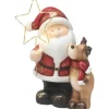Weihnachtsmann mit Rentier und Beleuchtung 32 cm