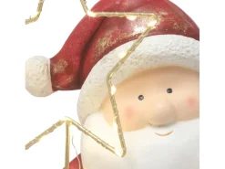 Weihnachtsmann mit Rentier und Beleuchtung 32 cm