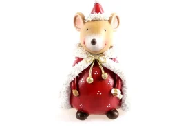Weihnachtsmaus mit Hut stehend 13 cm