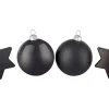Weihnachtsschmuck-Set Kugeln Sterne Kunststoff Schwarz Matt