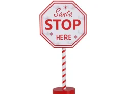 Weihnachts-Stop-Schild LED Warmweiß MDF 20 x 10 x 40 cm Rot 2-fach Sortiert