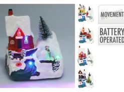 Weihnachtsszene Dorf LED 11,7 x 9,5 x 13,5 cm Bunt 4-fach Sortiert