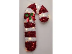 Weihnachts-Zuckerstange mit LEDs aus Lametta 65 x 33 x 1 cm Rot-Weiß