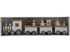 Weihnachtszug Holz 19 cm Weiß-Gold