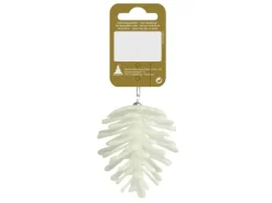 Zapfen Kunststoff mit Glitter Weiß 7 cm