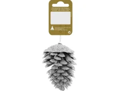 Zapfen Kunststoff Silber 9 cm